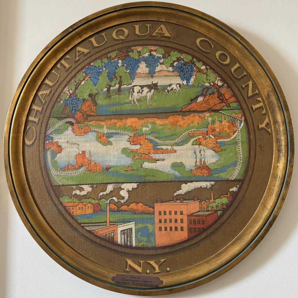 Seal of Chautauqua County displayed at the New York World's Fair 1939-1940.