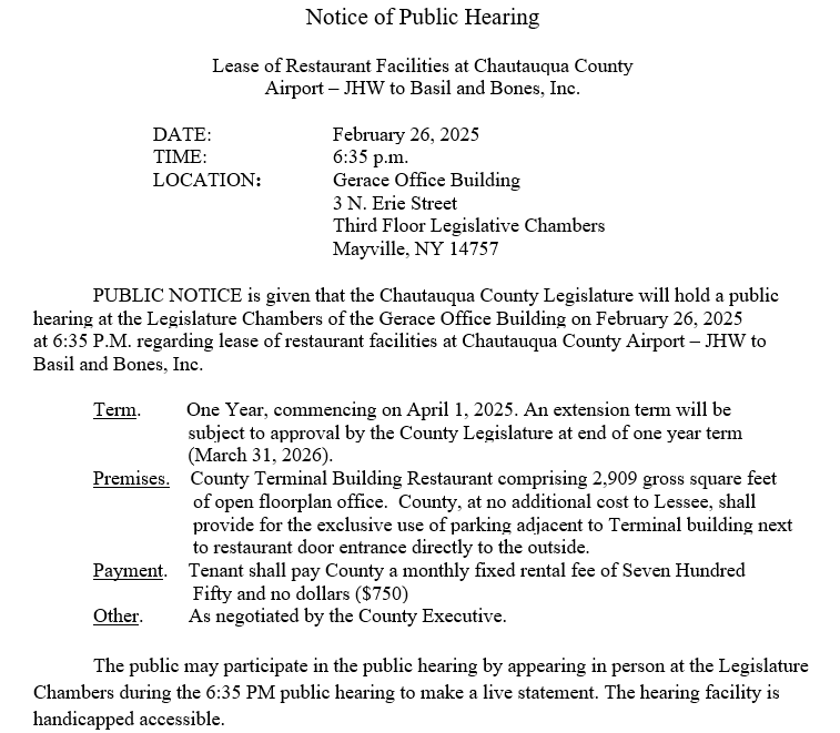 Notice of Public Hearing - Basil & Bones