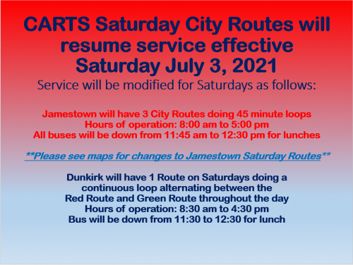 Saturday Routes Effective July 3