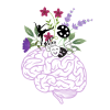 Hope and Healing brain with flowers logo